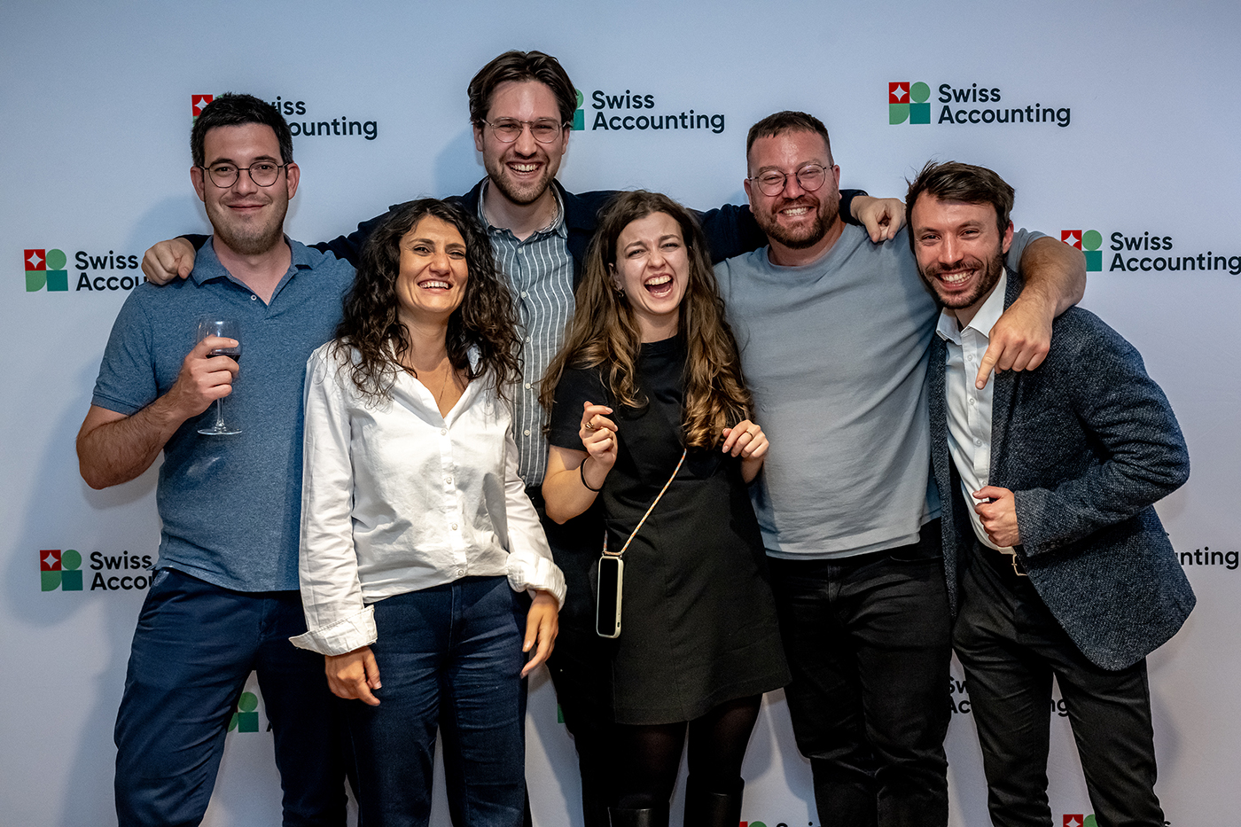 SwissAccounting young: René Brugger, Asel Al-Tahan, Franjo Crnjac, Marija Atanasova, Florian Tinner, Thomas Légeret (von links)