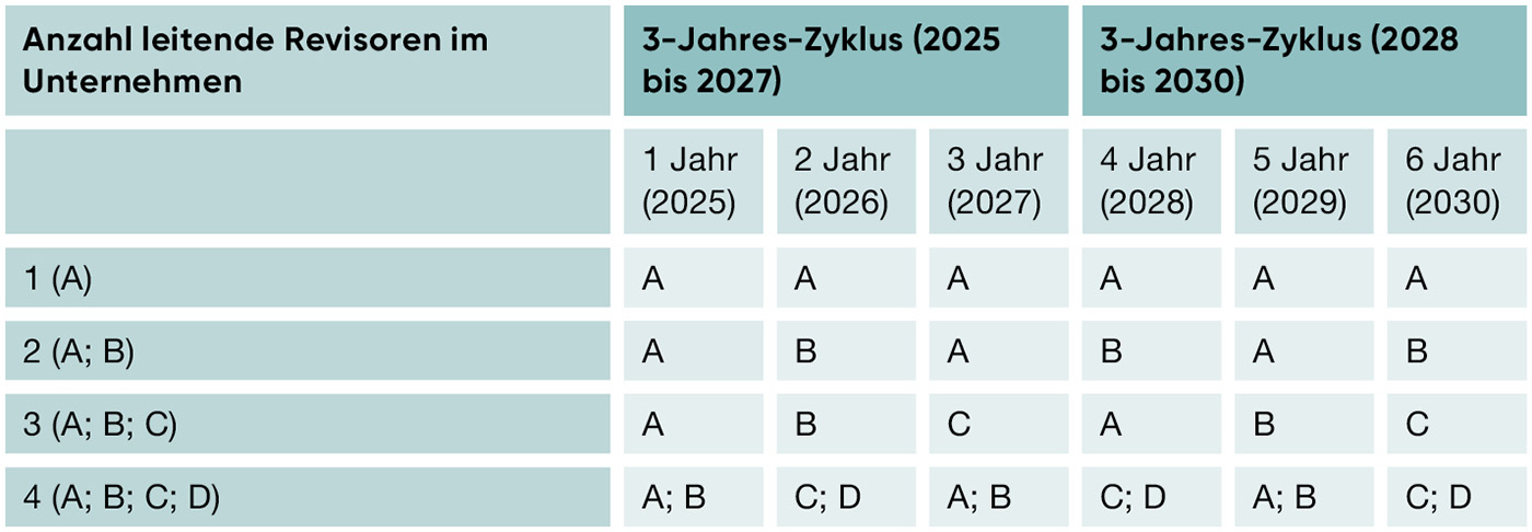 Tabelle 2: Einteilung leitende Revisoren im Nachschauprozess